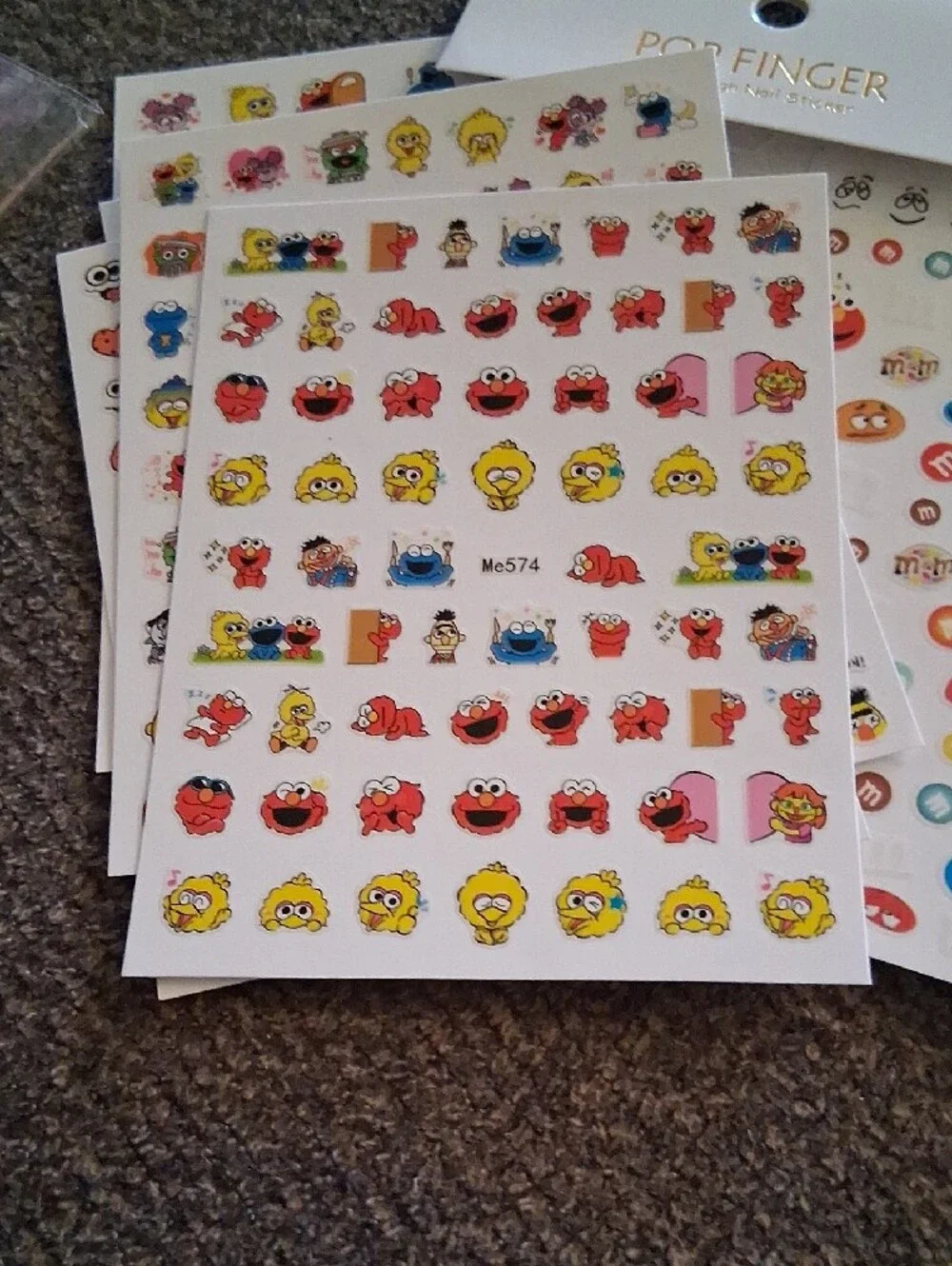 Pop Finger 3D Design Nail Stickers Includes 6 Sheets